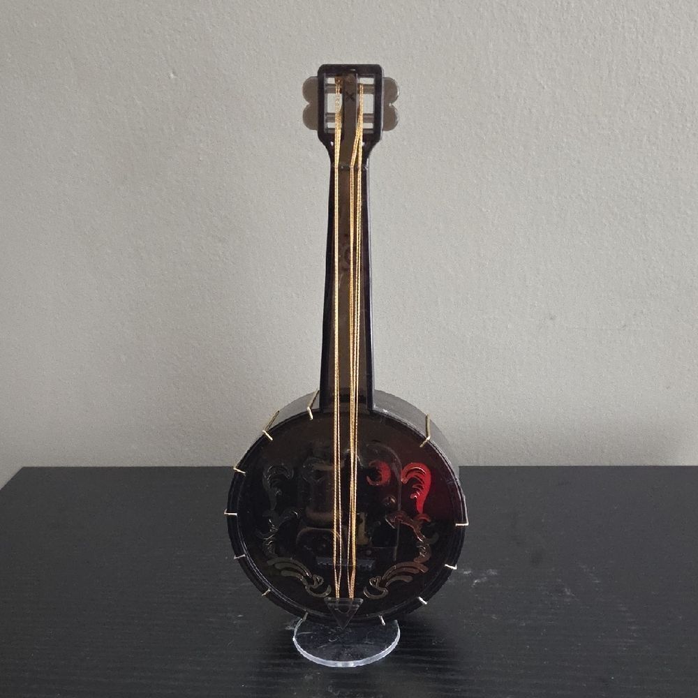 Decorative Black and Gold Banjo Figurine